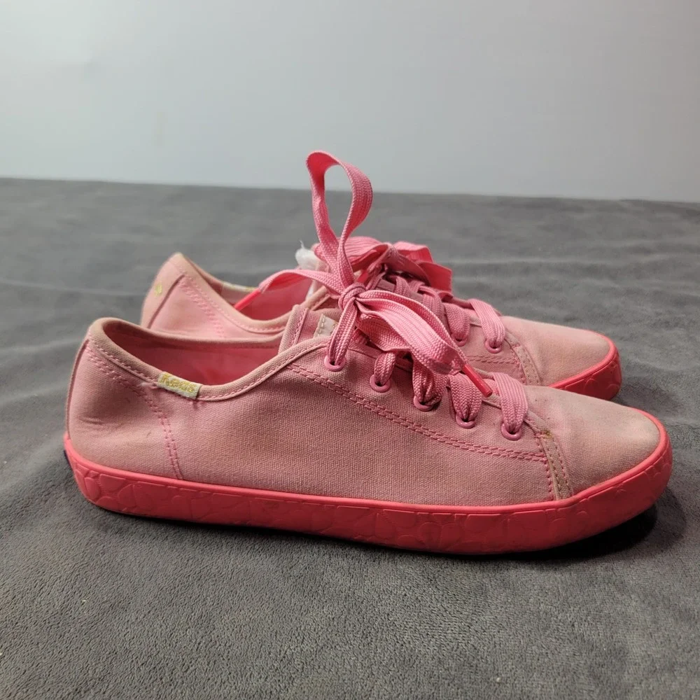 Kate Spade x Keds Kickstart Seasonal Pink Canvas Heart Sneakers KK16376 Womens 4